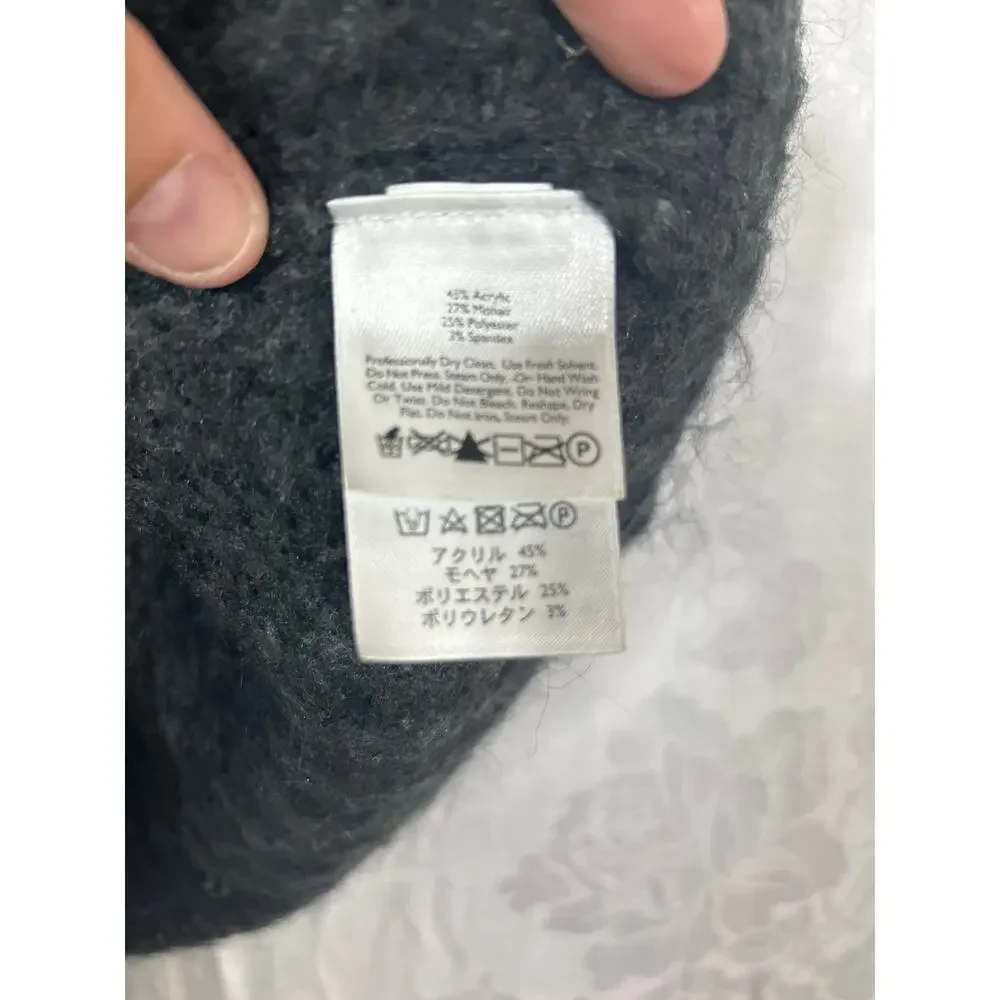 Eddie Bauer Sweater Vest Small Gray Hand Knit Open Mohair Blend Chunky Long - Picture 8 of 12